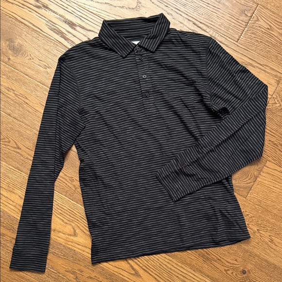 Billy Reid Long Sleeve Striped Polo Shirt - Picture 2 of 4